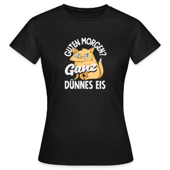 Bonjour chat de glace très mince - T-shirt Femme - noir - Devant - AI Model Female 172 dark (172cm)