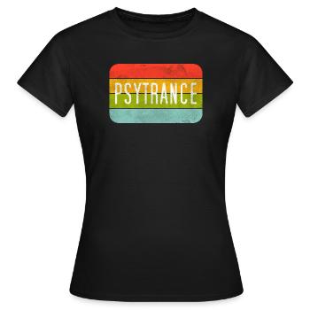 Psytrance Regenbogen Streifen - Frauen T-Shirt - Schwarz - Vorne - AI Model Female 172 dark (172cm)