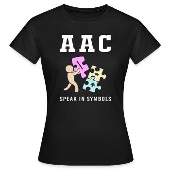 AAC Kommunikation Gebärdensprache SLP - Frauen T-Shirt - Schwarz - Vorne - AI Model Female 172 dark (172cm)