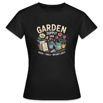 Publicité de jardin vintage - T-shirt Femme - noir - Devant - AI Model Female 172 dark (172cm)