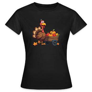 Thanksgiving Drôle Dinde de Thanksgiving - T-shirt Femme - noir - Devant - AI Model Female 172 dark (172cm)
