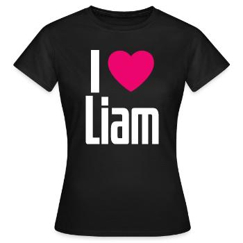 J’aime Liam Coeur rose J’aime Liam - T-shirt Femme - noir - Devant - AI Model Female 172 dark (172cm)