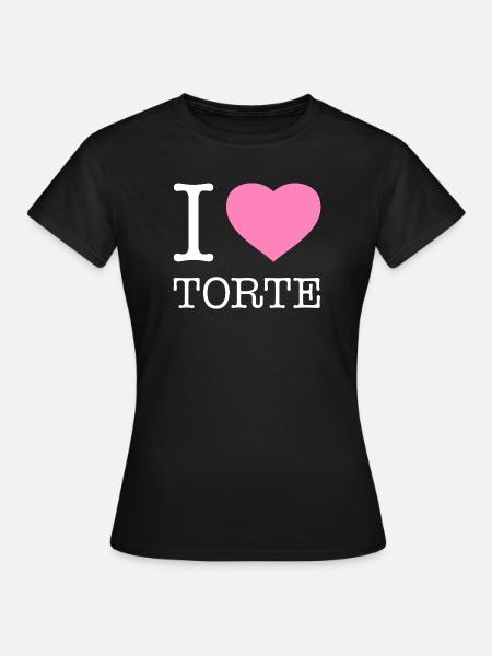 I love Torte - Frauen T-Shirt - Schwarz