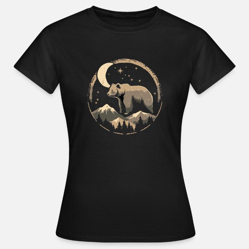 Moon Path Bear in Mountain Landscape - Women's T-Shirt - black