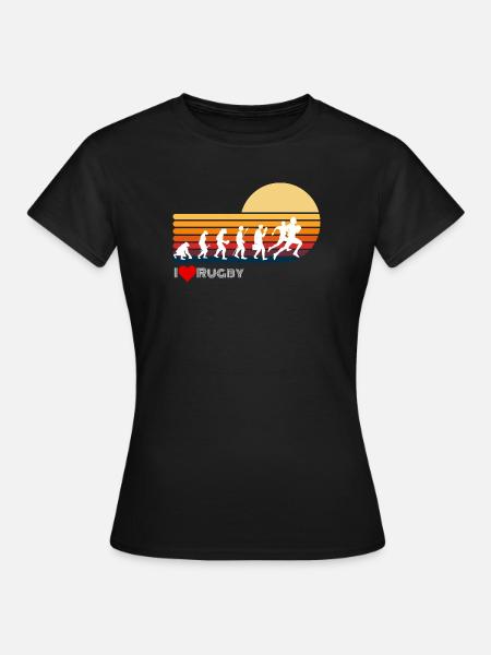 Rugby Retro Evolution Sonnenuntergang - Frauen T-Shirt - Schwarz