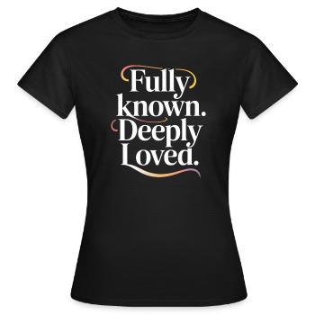 Amour chrétien profondément connu - T-shirt Femme - noir - Devant - AI Model Female 172 dark (172cm)