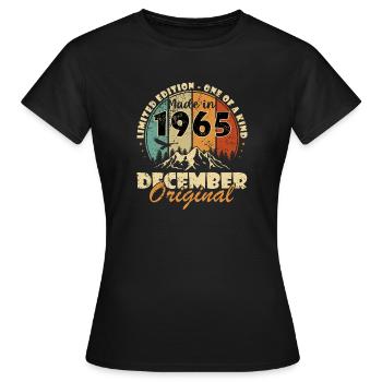 Décembre 1965 anniversaire Décembre 1965 Décembre - T-shirt Femme - noir - Devant - AI Model Female 172 dark (172cm)