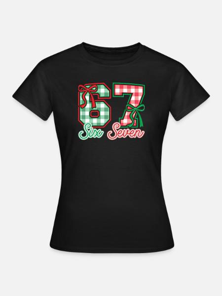 Festliche 67 Gingham-Bögen - Frauen T-Shirt - Schwarz