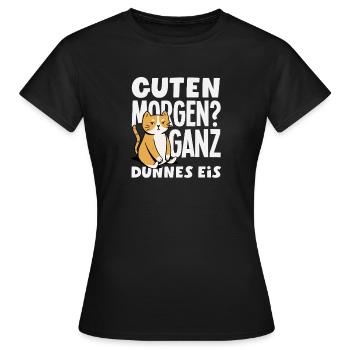 Bonjour chat de glace très mince - T-shirt Femme - noir - Devant - AI Model Female 172 dark (172cm)