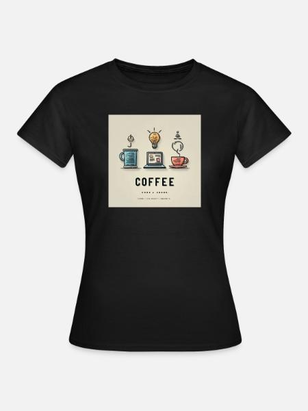 Kaffee Code Design - Dame-T-shirt - sort