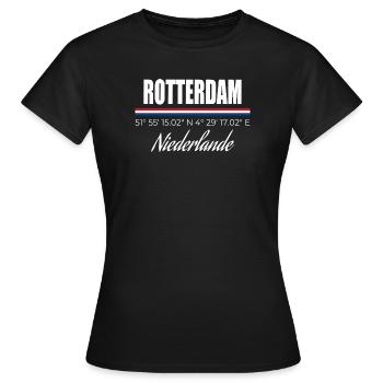Rotterdam - Frauen T-Shirt - Schwarz - Vorne - AI Model Female 172 dark (172cm)