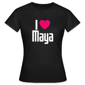 J’aime Maya Cœur Rose J’aime Maya - T-shirt Femme - noir - Devant - AI Model Female 172 dark (172cm)