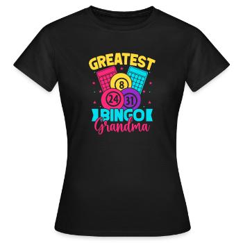 Jeu de bingo Greatest Grandma Bingo - T-shirt Femme - noir - Devant - AI Model Female 172 dark (172cm)