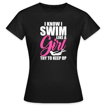 Schwimmen Wassersport Schwimmer Geschenke - Frauen T-Shirt - Schwarz - Vorne - AI Model Female 172 dark (172cm)