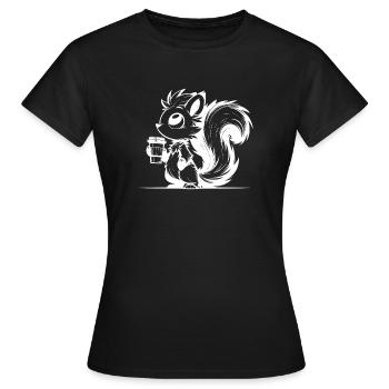 Écureuil dans une poussée de caféine - je suis déjà réveillé - T-shirt Femme - noir - Devant - AI Model Female 172 dark (172cm)