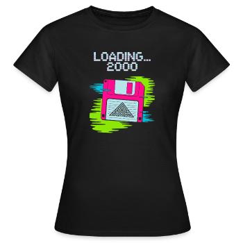 Floppy Nostalgie 2000 - Frauen T-Shirt - Schwarz - Vorne - AI Model Female 172 dark (172cm)