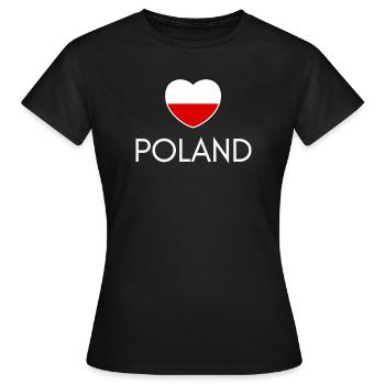 Herz mit polnischer Flagge, polnischer Stolz - Frauen T-Shirt - Schwarz - Vorne - AI Model Female 172 dark (172cm)
