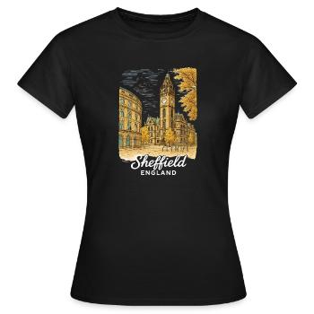 Sheffield, Angleterre - T-shirt Femme - noir - Devant - AI Model Female 172 dark (172cm)