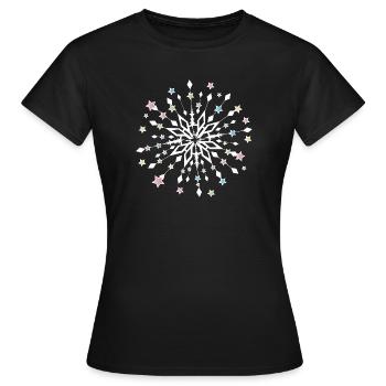 Mandala étoile de Noël avec des étoiles colorées - T-shirt Femme - noir - Devant - AI Model Female 172 dark (172cm)