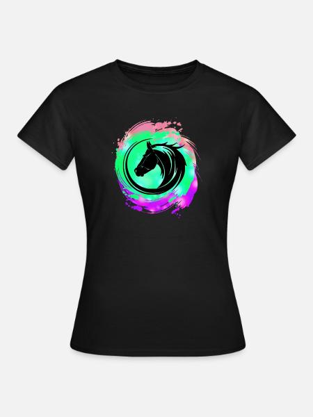 Pferdekopf Neon Kreislauf - Frauen T-Shirt - Schwarz