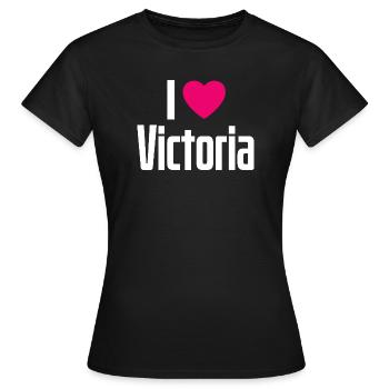 J’aime Victoria Coeur rose J’aime Victoria - T-shirt Femme - noir - Devant - AI Model Female 172 dark (172cm)