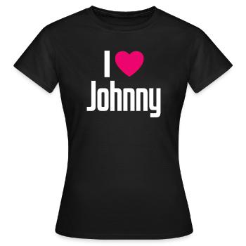 J’aime Johnny Coeur rose J’aime Johnny - T-shirt Femme - noir - Devant - AI Model Female 172 dark (172cm)