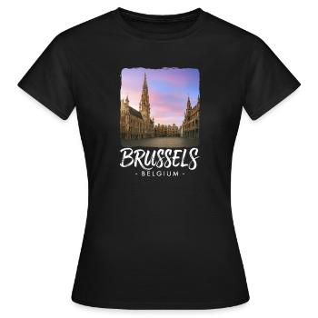 Brussels Belgium - Women's T-Shirt - black - Front - AI Model Female 172 dark (172cm)