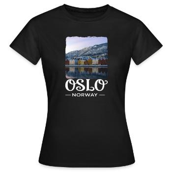 Oslo, Norvège - T-shirt Femme - noir - Devant - AI Model Female 172 dark (172cm)