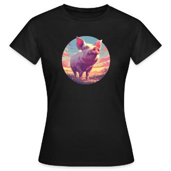 Pig Pig - Women's T-Shirt - black - Front - AI Model Female 172 dark (172cm)