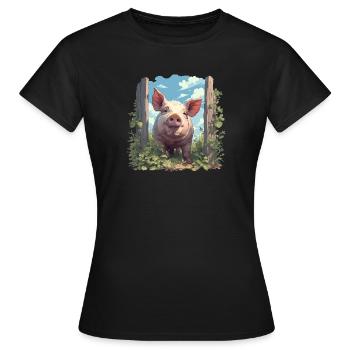 Pig Pig - Women's T-Shirt - black - Front - AI Model Female 172 dark (172cm)