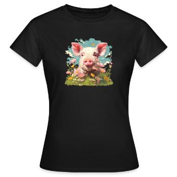 Pig Pig - Women's T-Shirt - black - Front - AI Model Female 172 dark (172cm)