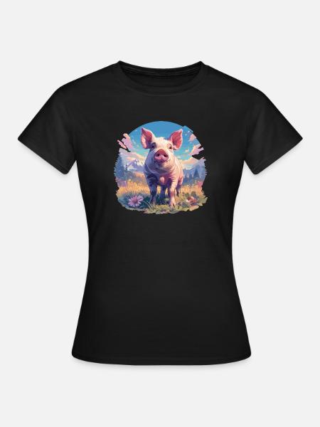 Schweine Schwein - Frauen T-Shirt - Schwarz
