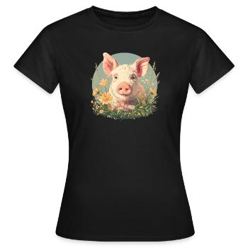Pig Pig - Women's T-Shirt - black - Front - AI Model Female 172 dark (172cm)