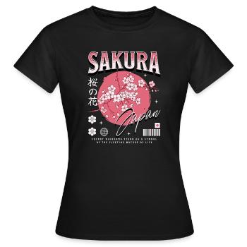 Sakura Kirschblüte Japanisches Kirschblütenfest - Frauen T-Shirt - Schwarz - Vorne - AI Model Female 172 dark (172cm)