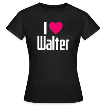 J’adore Walter Cœur Rose J’aime Walter - T-shirt Femme - noir - Devant - AI Model Female 172 dark (172cm)