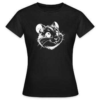 Knuffiger Hamster mit fröhlichen lebhaften Augen - Frauen T-Shirt - Schwarz - Vorne - AI Model Female 172 dark (172cm)