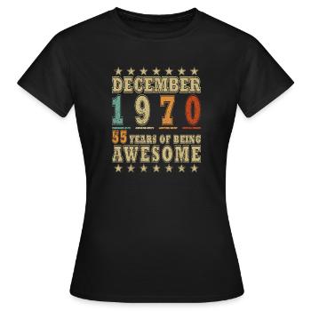 1970 December 1970 Jubilee December 1970 - Women's T-Shirt - black - Front - AI Model Female 172 dark (172cm)