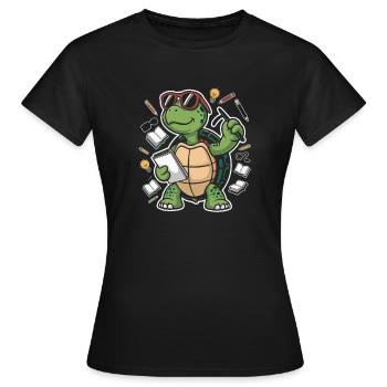 Learning turtle with glasses - Women's T-Shirt - black - Front - AI Model Female 172 dark (172cm)