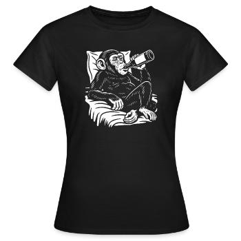 Cheeky Chimp Sips Beer - Women's T-Shirt - black - Front - AI Model Female 172 dark (172cm)