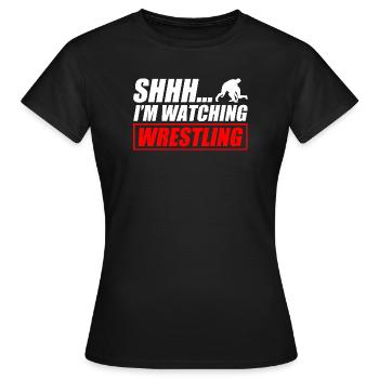 Je regarde catching wrestling drôle, catcheur - T-shirt Femme - noir - Devant - AI Model Female 172 dark (172cm)