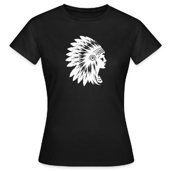 Elegant headdress with face in profile - Women's T-Shirt - black - Front - AI Model Female 172 dark (172cm)