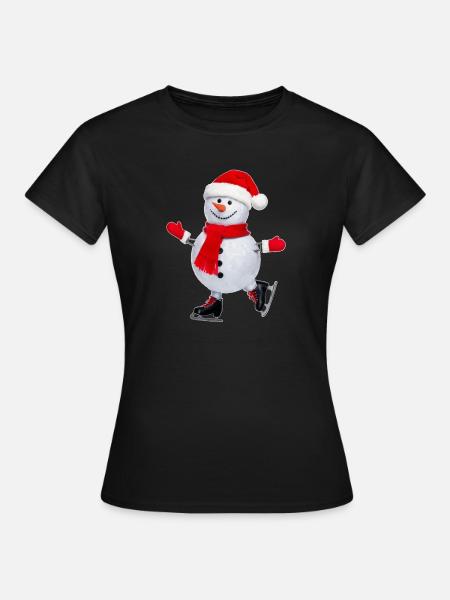 Schneeman - Frauen T-Shirt - Schwarz
