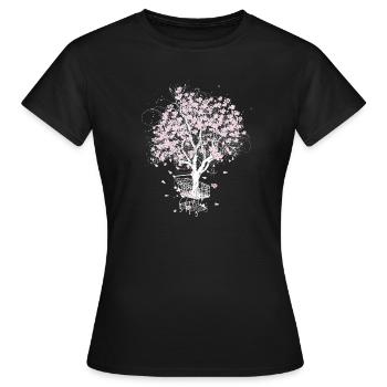 Kirschblütenbaum im Einkaufswagen - Frauen T-Shirt - Schwarz - Vorne - AI Model Female 172 dark (172cm)