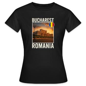 Rumänien Bukarest - Frauen T-Shirt - Schwarz - Vorne - AI Model Female 172 dark (172cm)