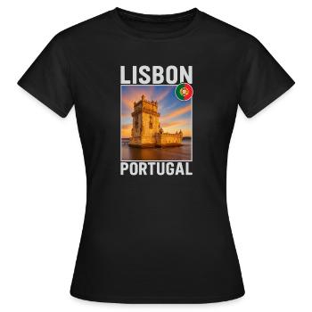 Lissabon - Frauen T-Shirt - Schwarz - Vorne - AI Model Female 172 dark (172cm)