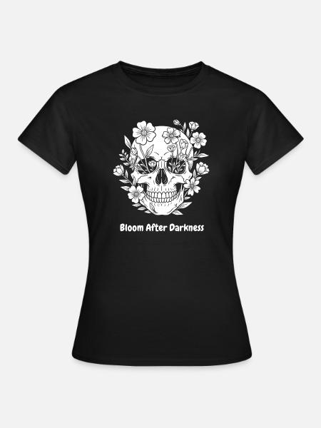 Blume-Skull Bloom After Darkness - Frauen T-Shirt - Schwarz