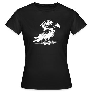 Spaßiger lachender Rabe mit goßen Augen - Frauen T-Shirt - Schwarz - Vorne - AI Model Female 172 dark (172cm)