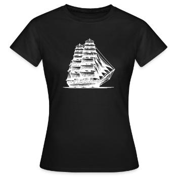 Un navire à voile vintage rêve de pure nostalgie - T-shirt Femme - noir - Devant - AI Model Female 172 dark (172cm)
