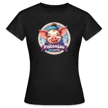 Pistensau Activated Winter Scene Apreski Party - Women's T-Shirt - black - Front - AI Model Female 172 dark (172cm)
