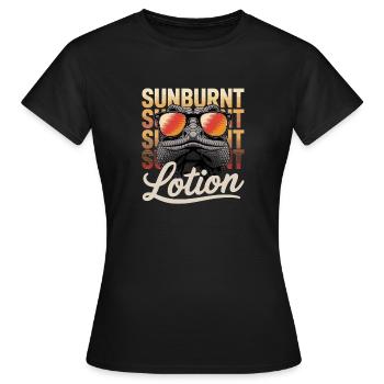 Sonnencreme Lustiges Sonnenbrand Eidechsen Design - Frauen T-Shirt - Schwarz - Vorne - AI Model Female 172 dark (172cm)